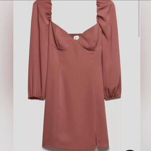 Wilfred Dusty RoseNovella Recycled Polyester Blend Satin Small Slit Mini Dress 0